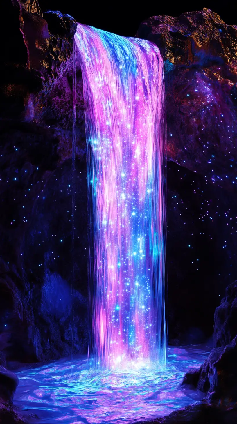 Cosmic waterfall of liquid starlit galaxy cascading down
