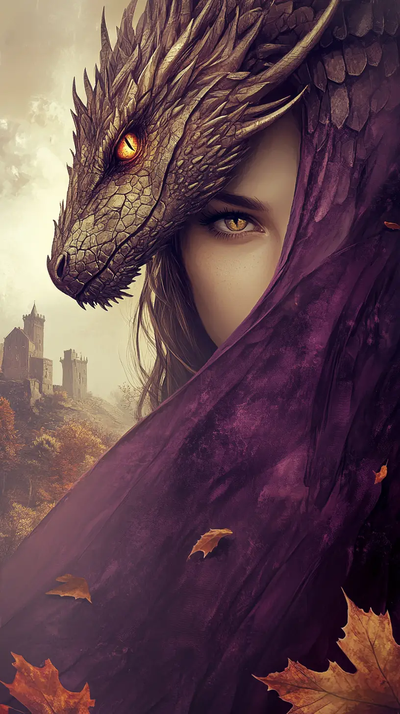 Woman And Dragon Merged In A Mystical Fairy Tale Scene