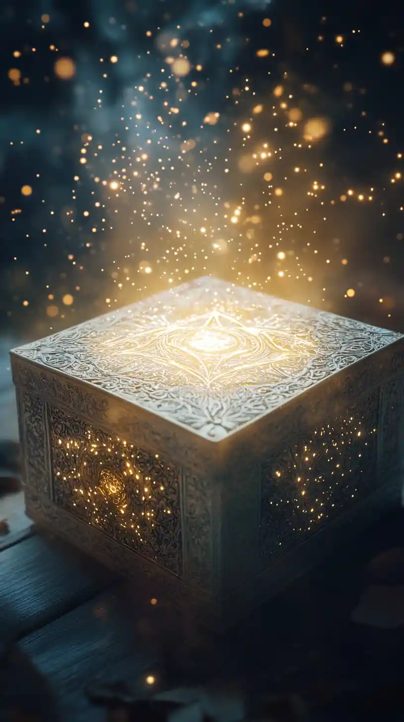 Ancient Magic Box With Glowing Symbols And Mystical Sparks
