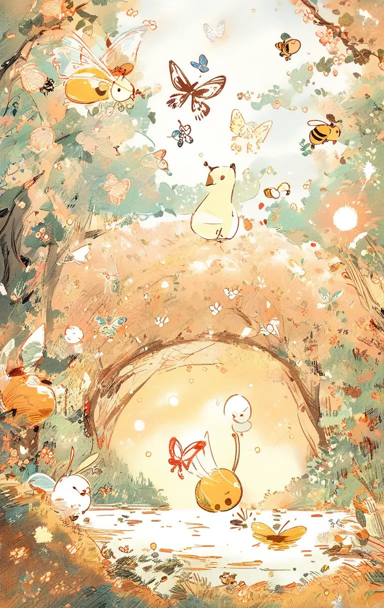 Children Playing Under A Magical Bread Tree In Daylight