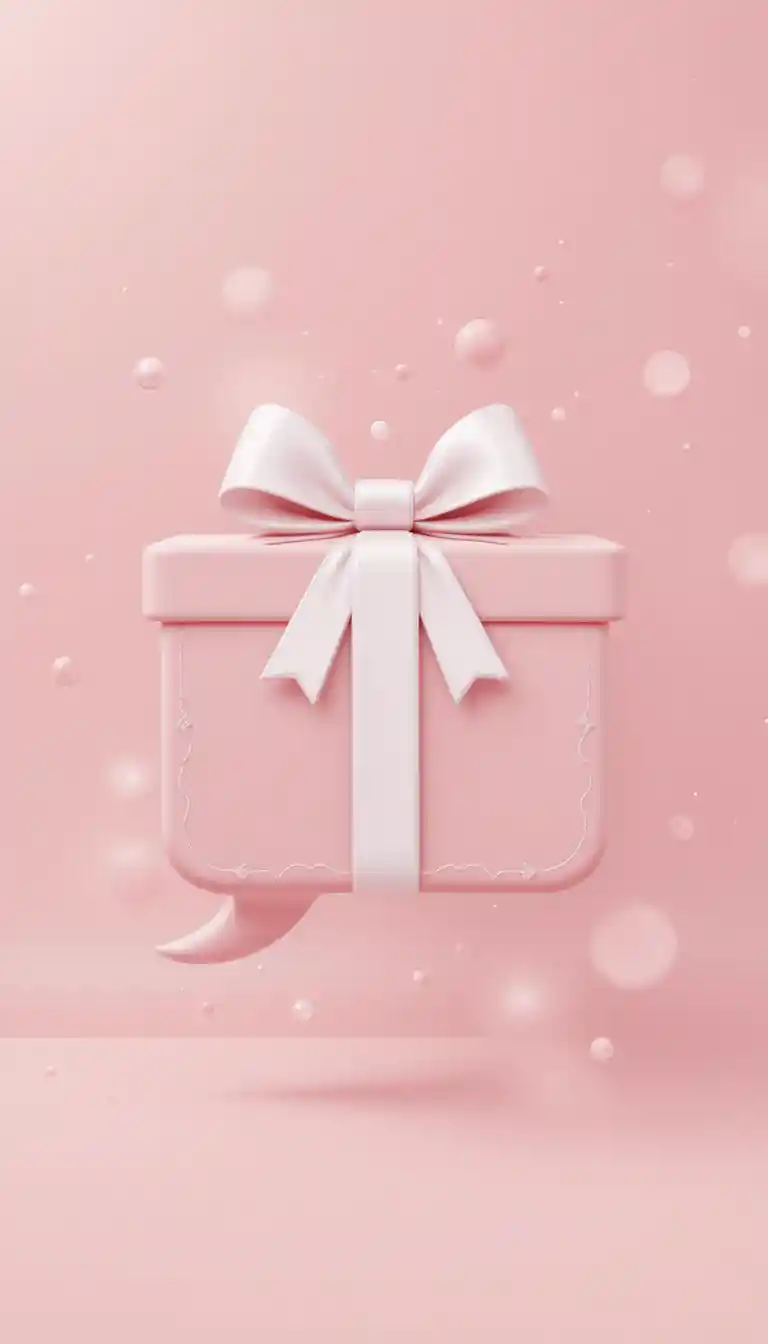 Blush Pink 3D Gift Box Icon With Speech Bubble