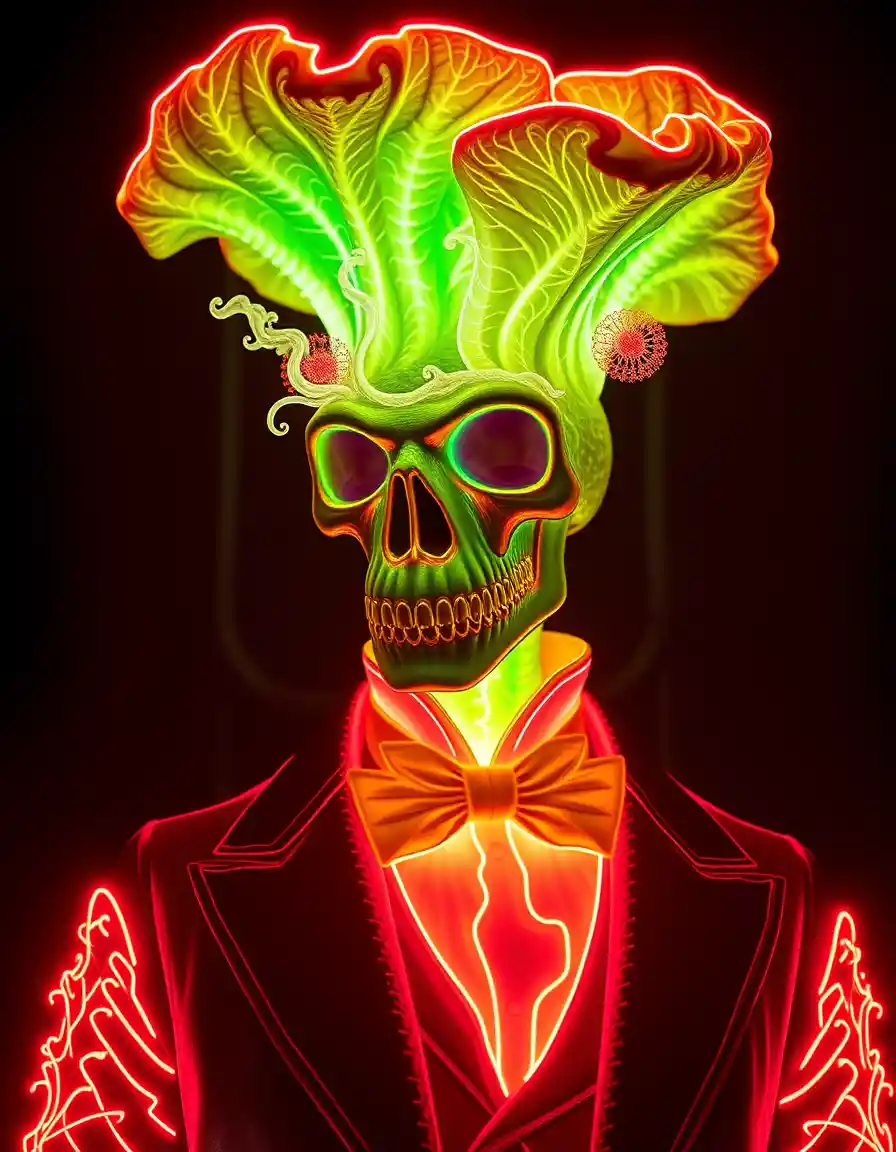 Surreal lettuce headed gentleman in a victorian suit portrait