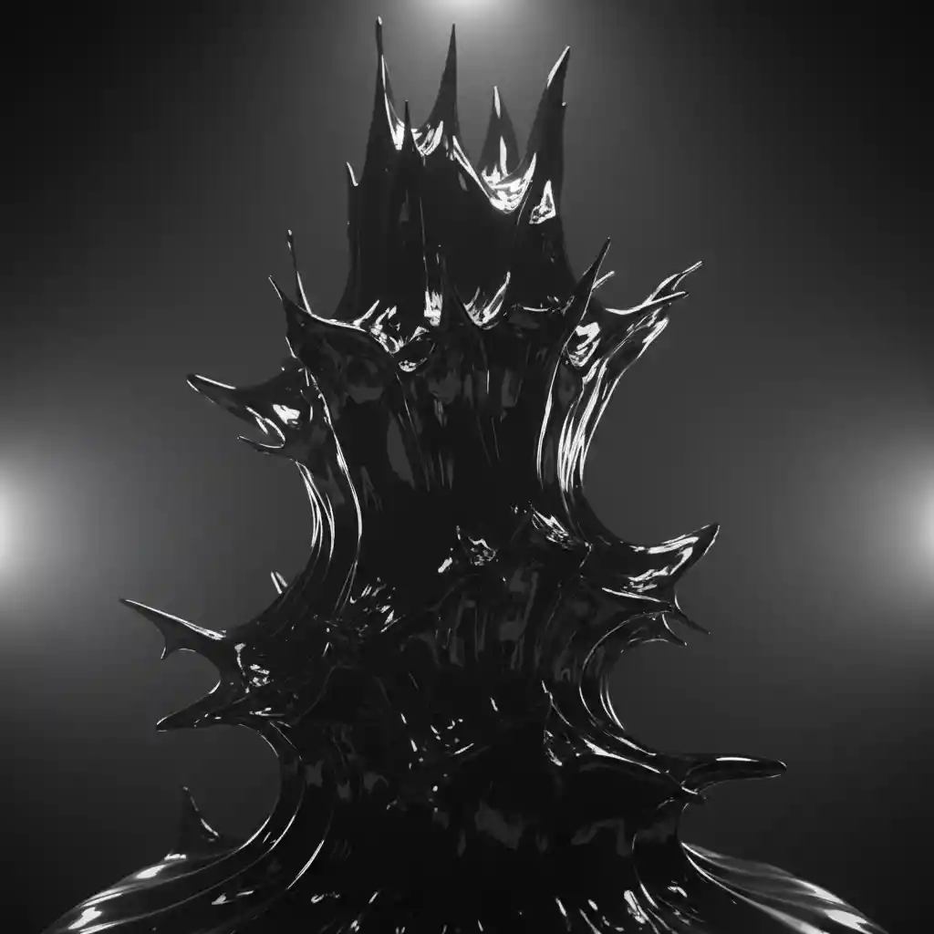 Ferrofluid spikes forming surreal glossy liquid sculpture