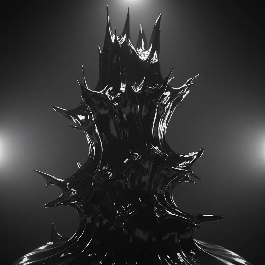 Ferrofluid spikes forming surreal glossy liquid sculpture