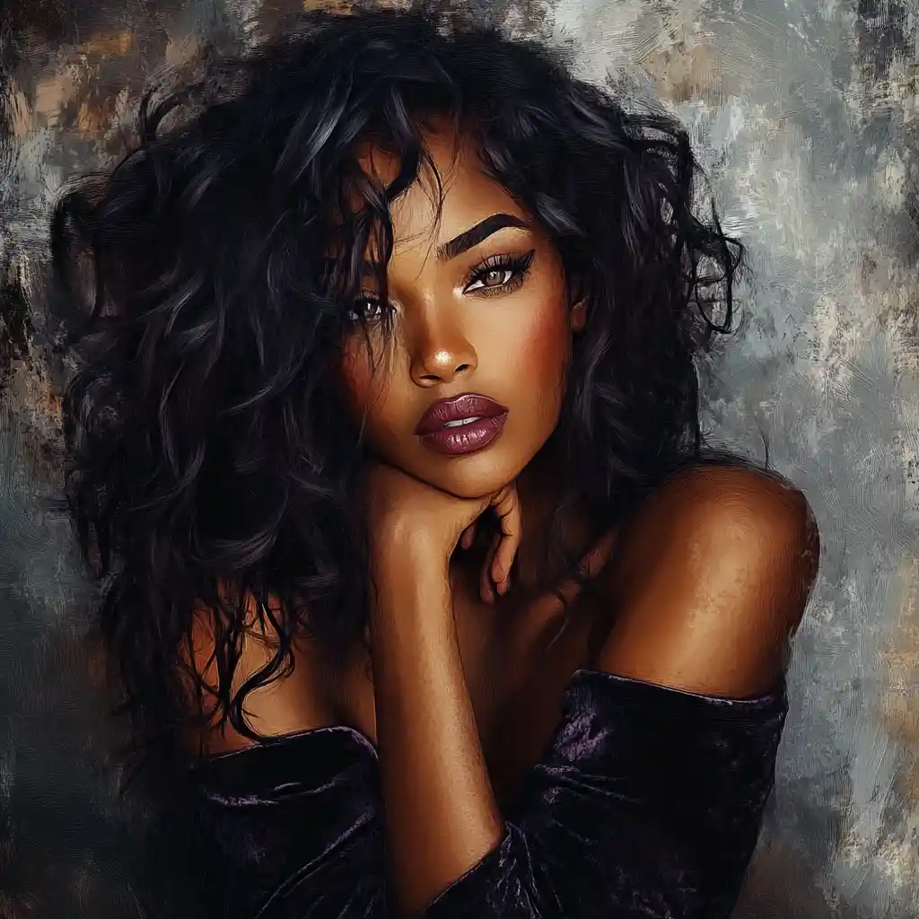 Portrait of a Black woman resting her chin on her arm