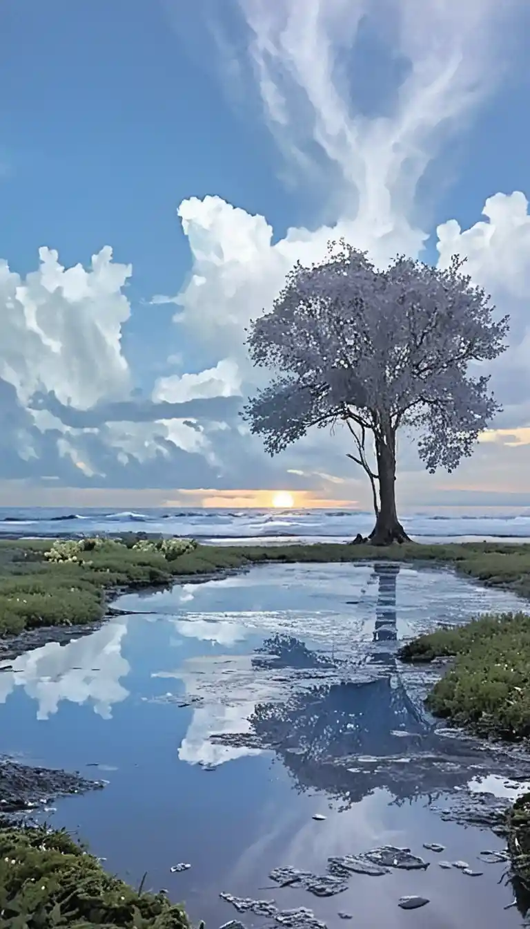 Crying earth and weeping shores under a troubled sky