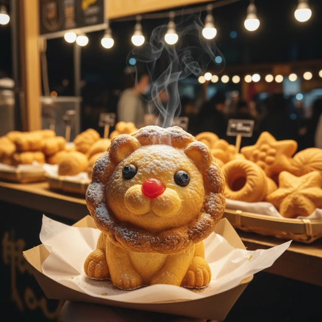 Cute golden pastry shaped like a simple animal figure