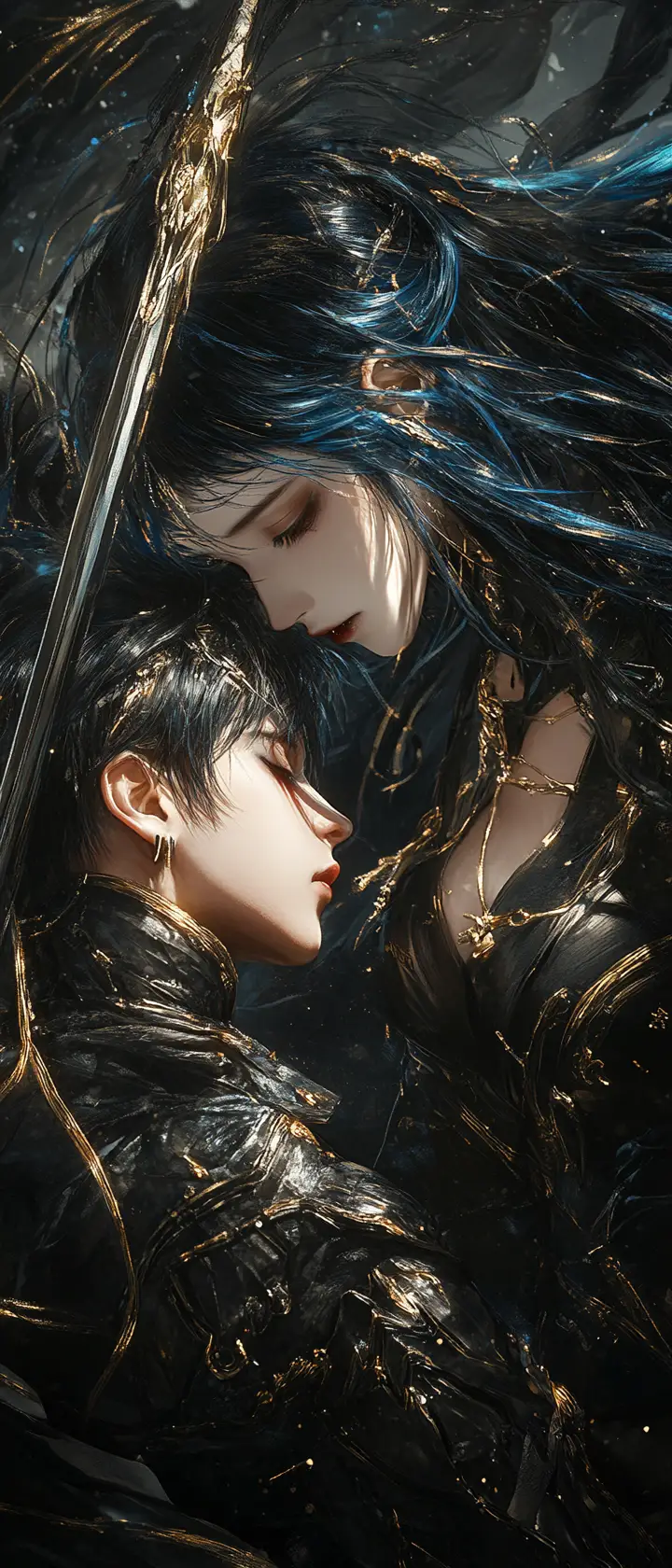 Sister piercing her brother with a sword in tragic battle