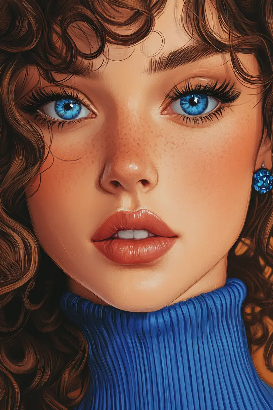 Close up portrait of woman with luminous heterochromia eyes