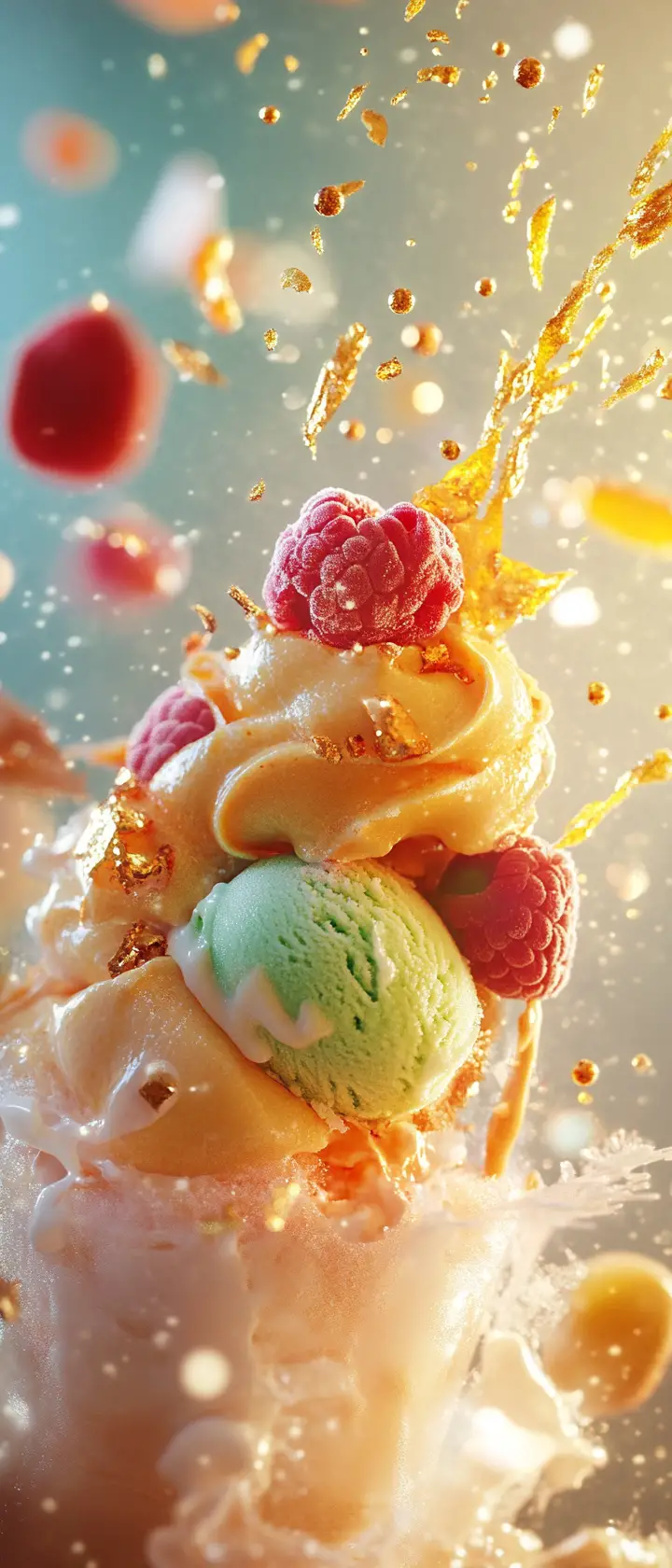 Summer Ice Cream Explosion Over Flowing Stream