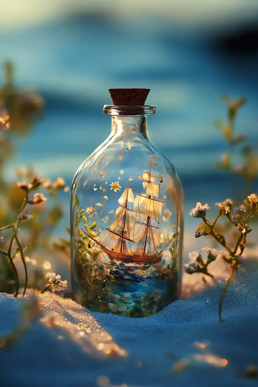Romantic words about saving time in a bottle