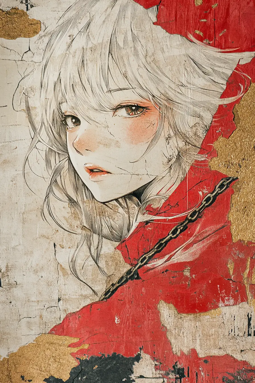 Fantasy girl with stardust body before dark mountains
