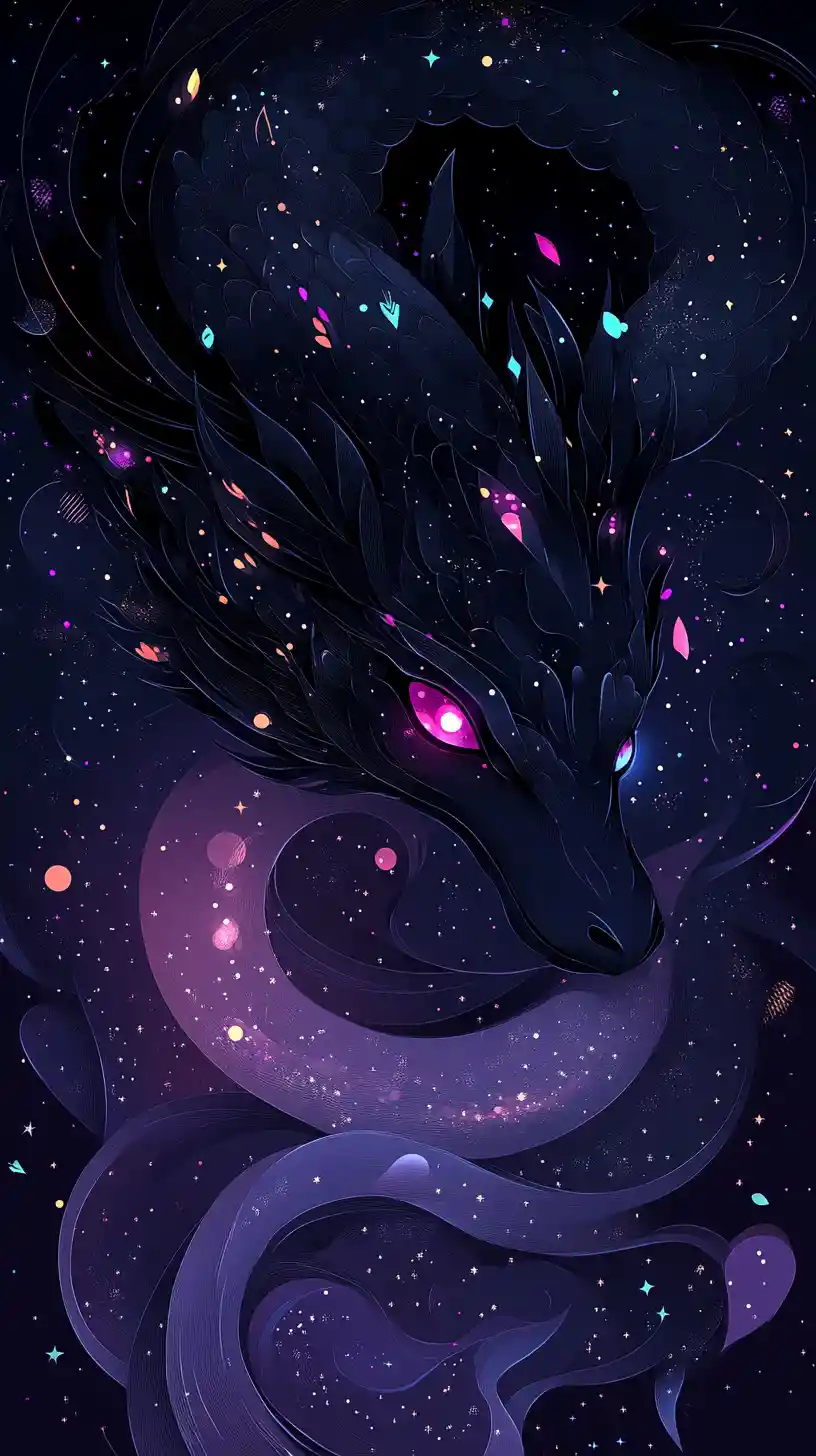 Anime girl flying above a majestic black dragon