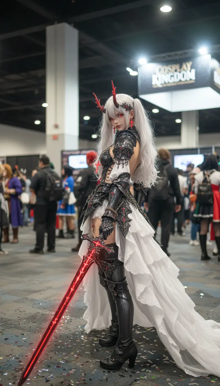 Cosplay woman posing at an anime convention event
