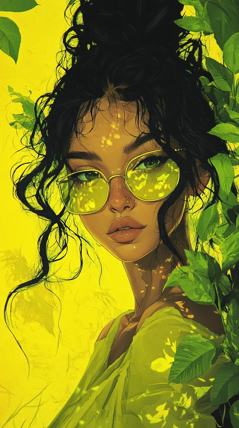 Close up fashion illustration of a stylish girl