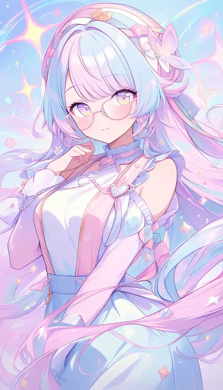 Dreamy Pastel Anime Girl With Flowing Hair