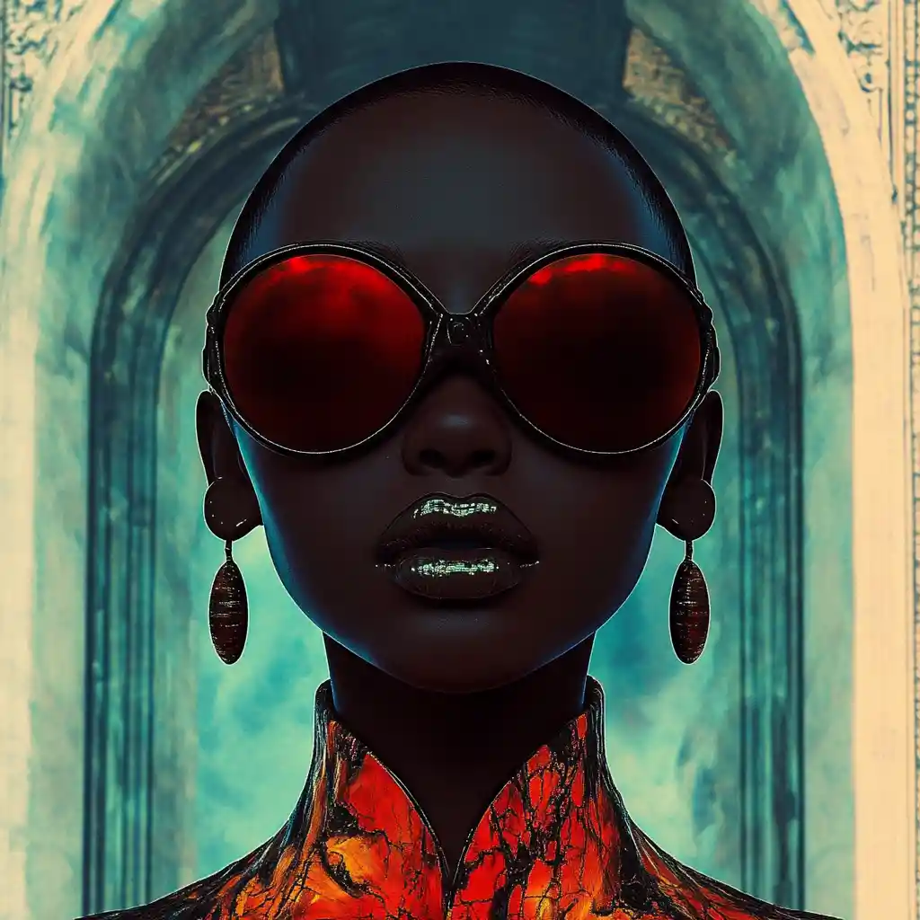 Minimalist portrait of a black woman in 1920s fashion
