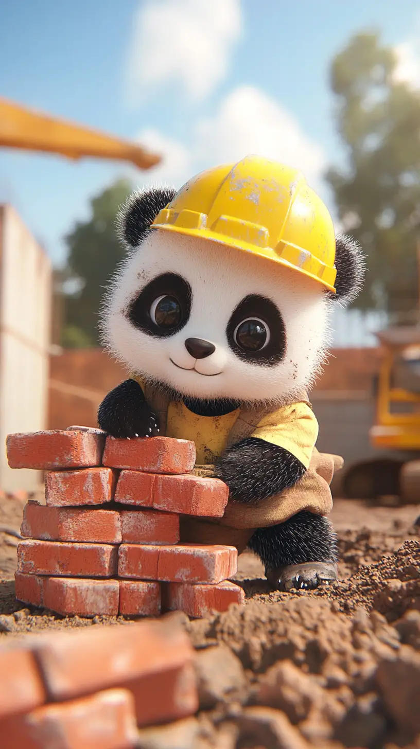 Cute 3d baby panda builder stacking bricks