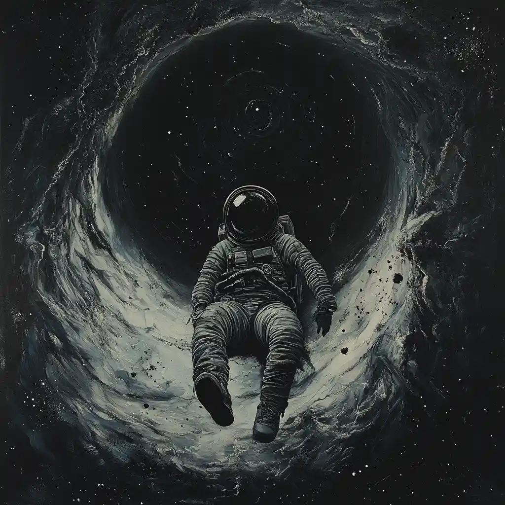 Astronaut Bound To A Massive Black Hole In Space
