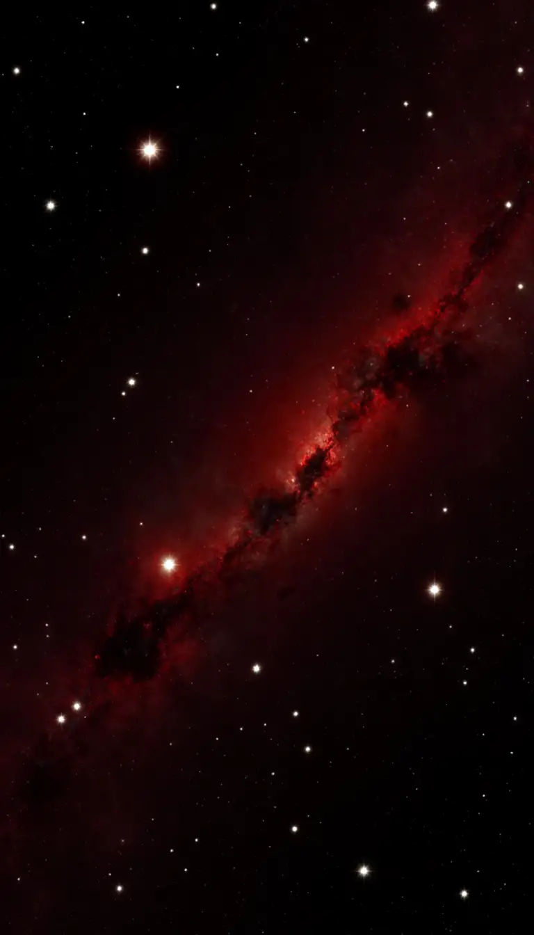 Red cosmic nebula in deep outer space filled with stars