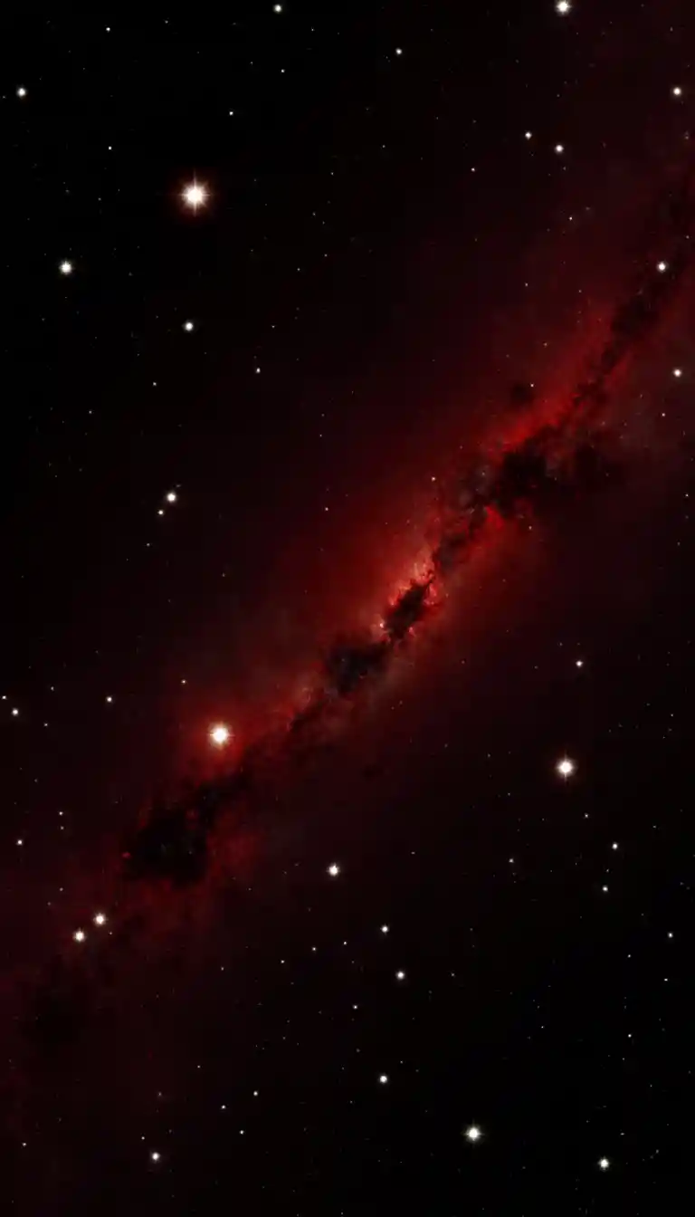 Red cosmic nebula in deep outer space filled with stars