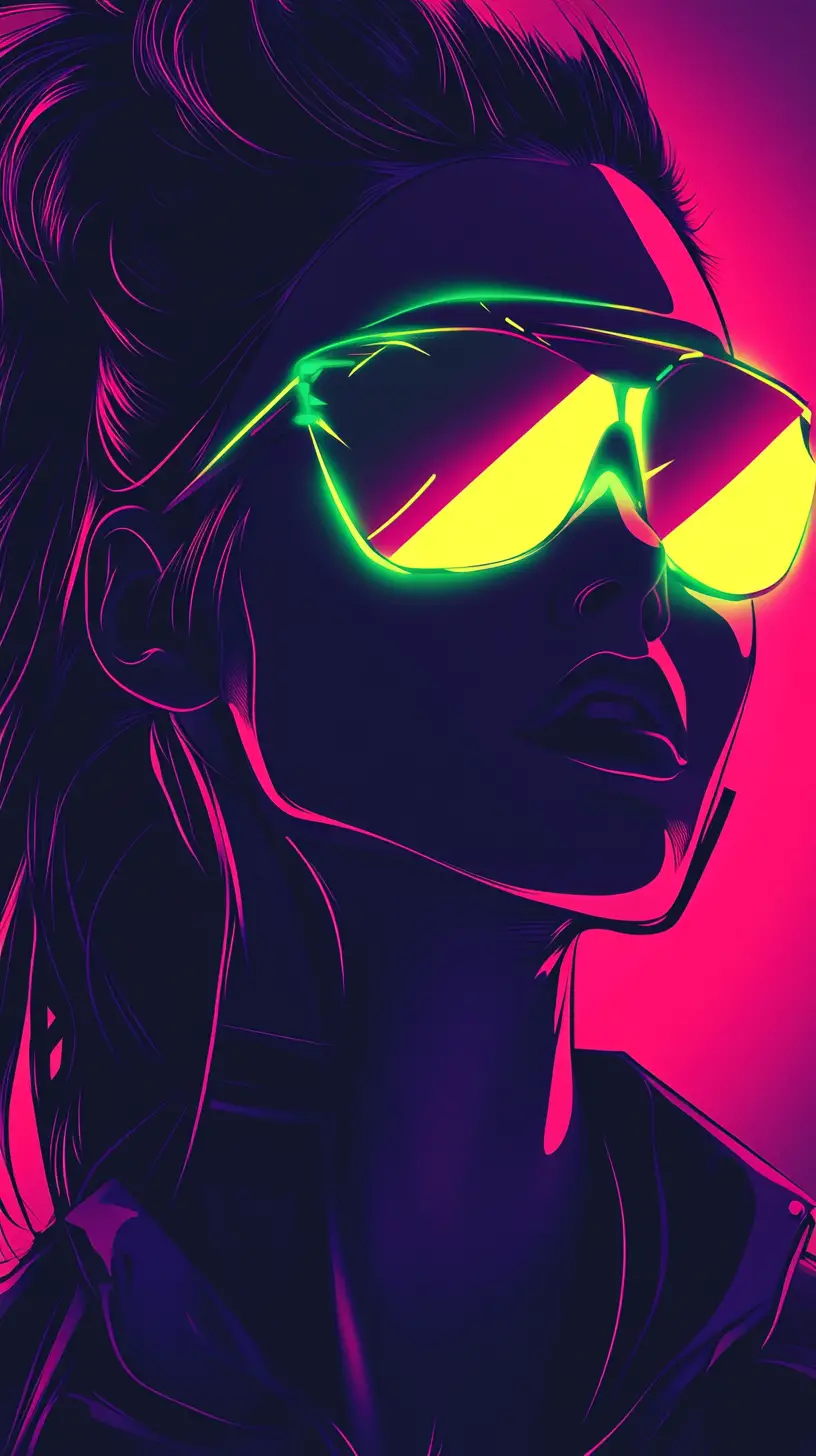 Woman revealing a glowing neon self from her shadow