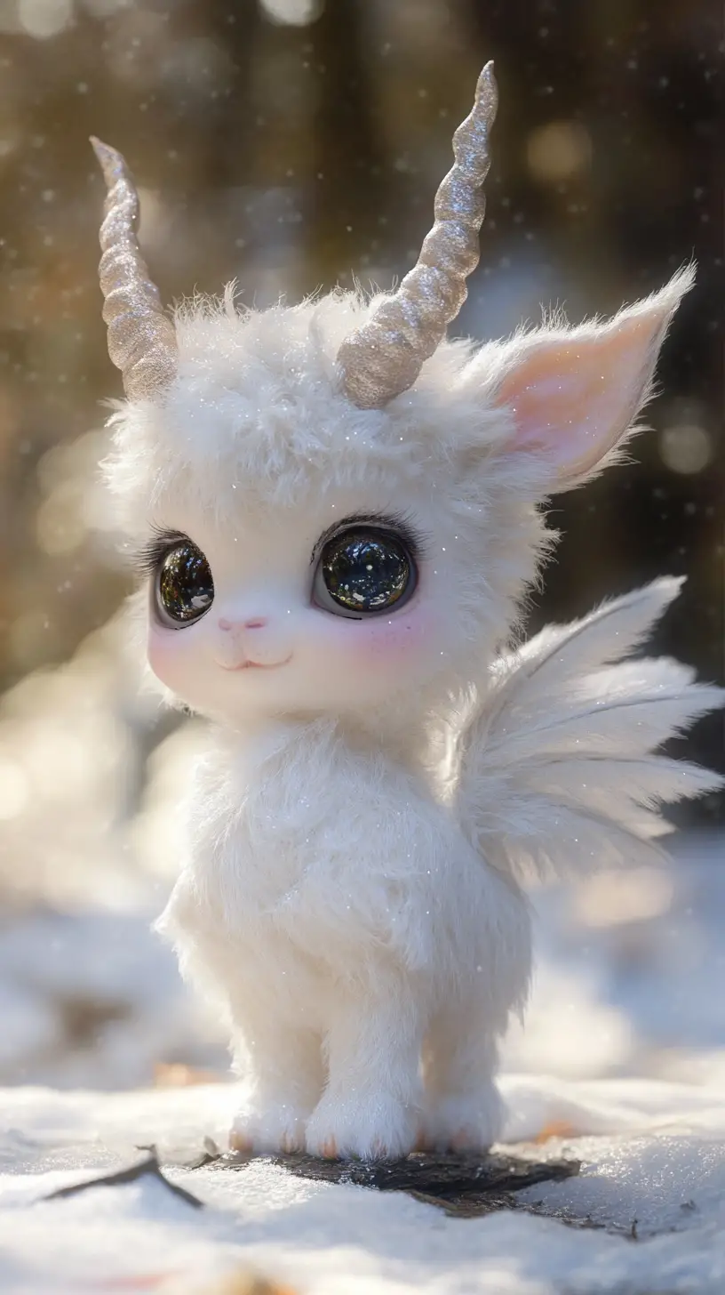 Mischievous fantasy creature with sparkling eyes and charm