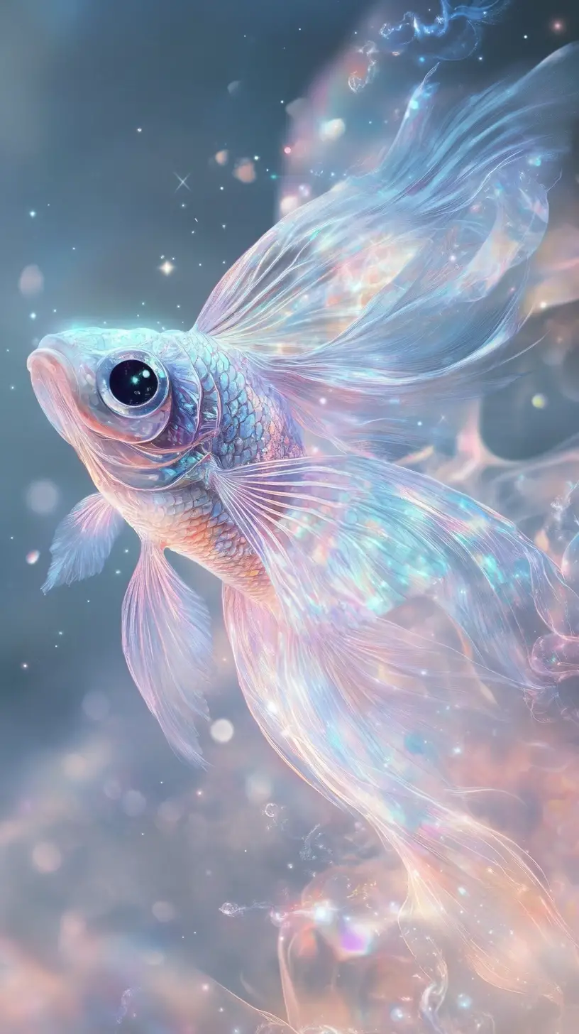 Ethereal Fantasy Fishlike Creature With Shining Starry Eyes
