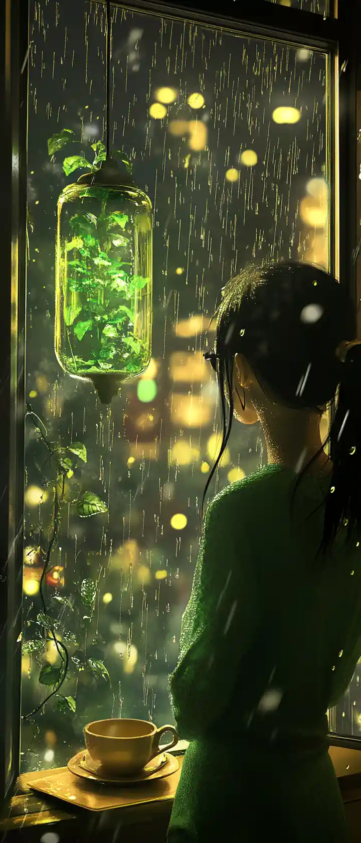 Anime woman with eco canister and oxygen mask