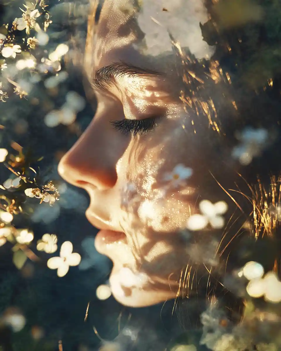 Glowing dreamlike light and shadow in abstract space