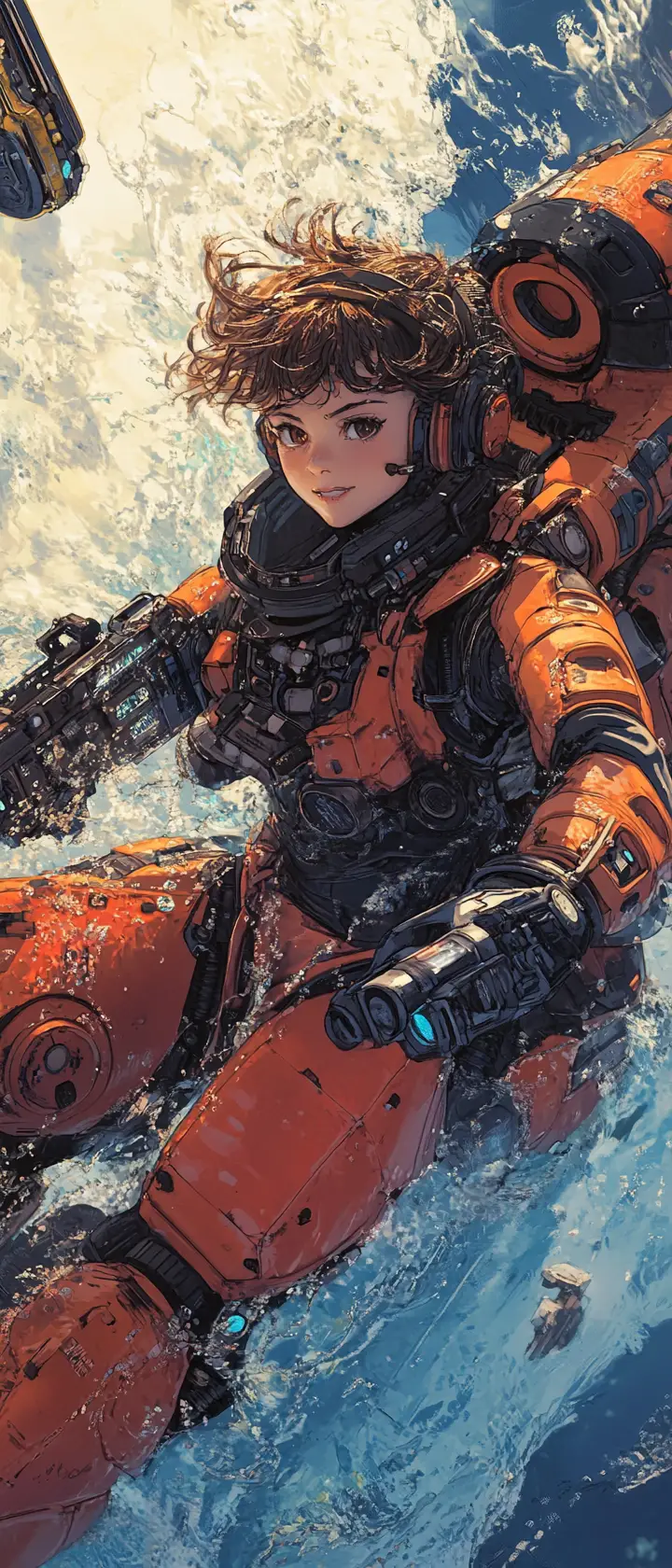 Anime Space Pirate Woman At The Helm Of Her Starship