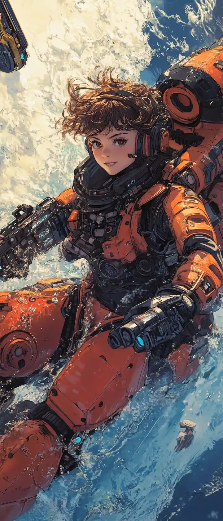 Anime Space Pirate Woman At The Helm Of Her Starship