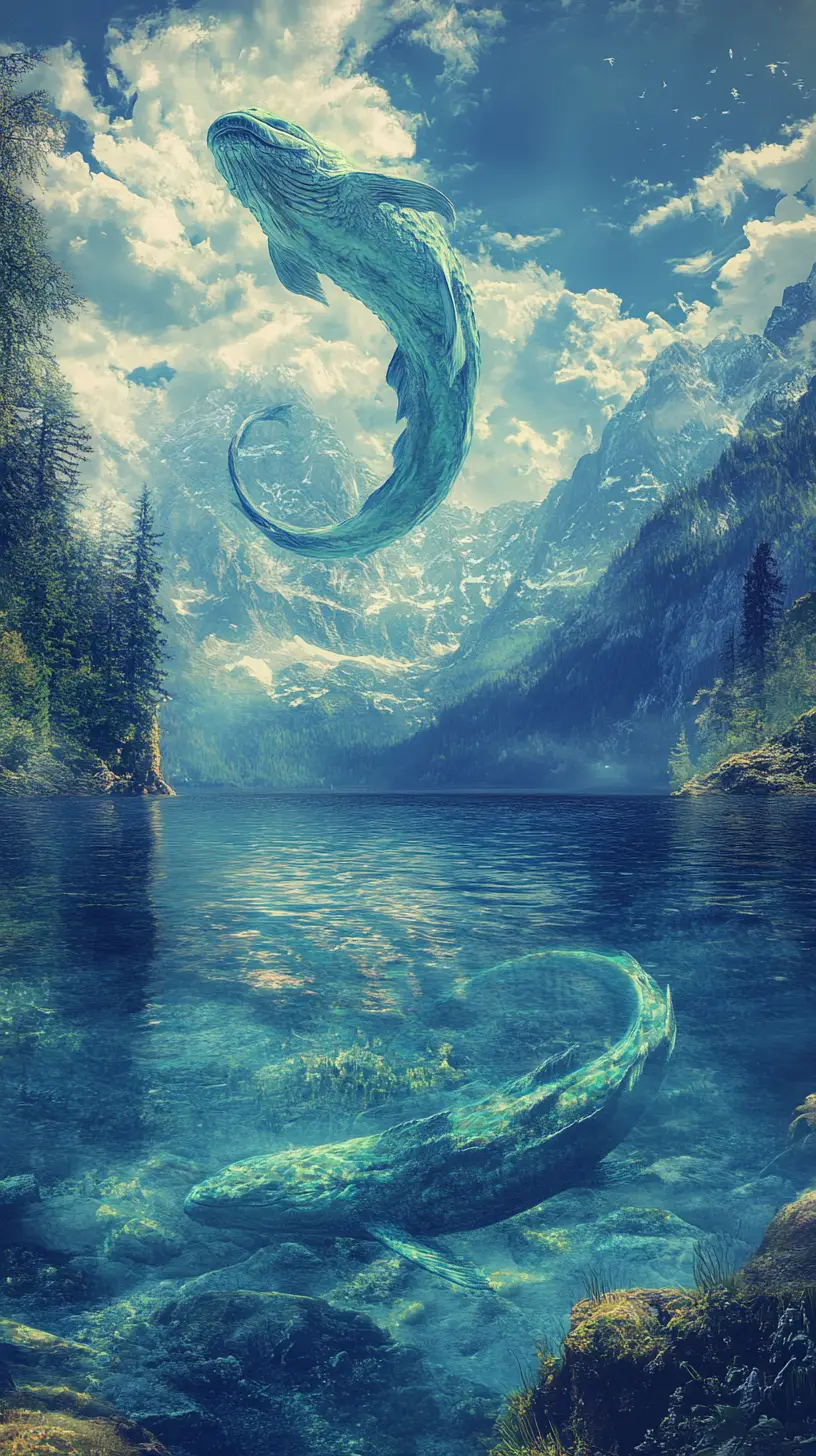 Creatura magica del lago in colorata arte fantasy digitale
