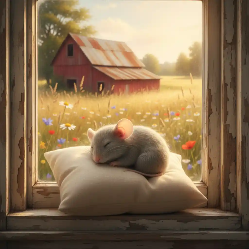 Cozy Grey Mouse Nestled In A Rustic Window