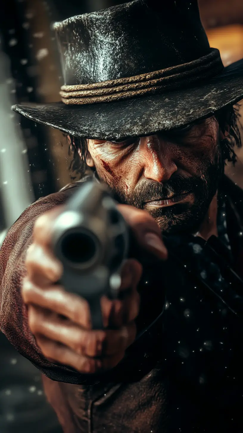 Lone cowboy standing with six gun in his hand