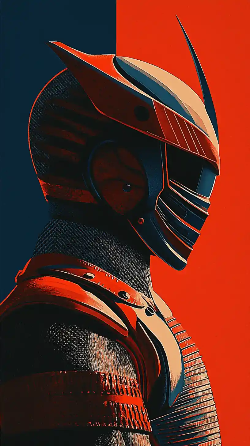 Cyberpunk samurai portrait in dramatic anime style