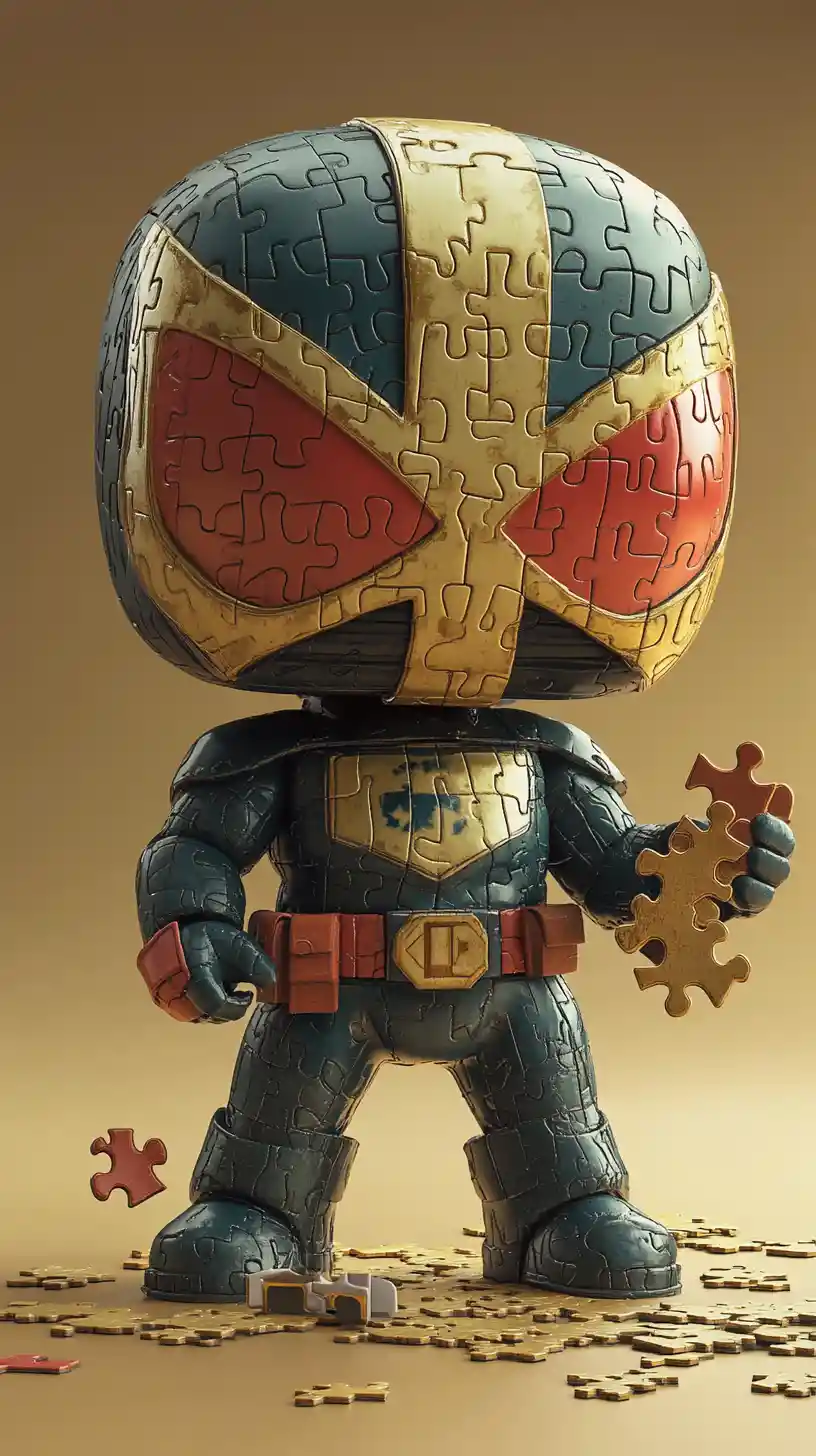 Personagem de brinquedo quebra-cabeça chibi com design 3D em tons pastéis