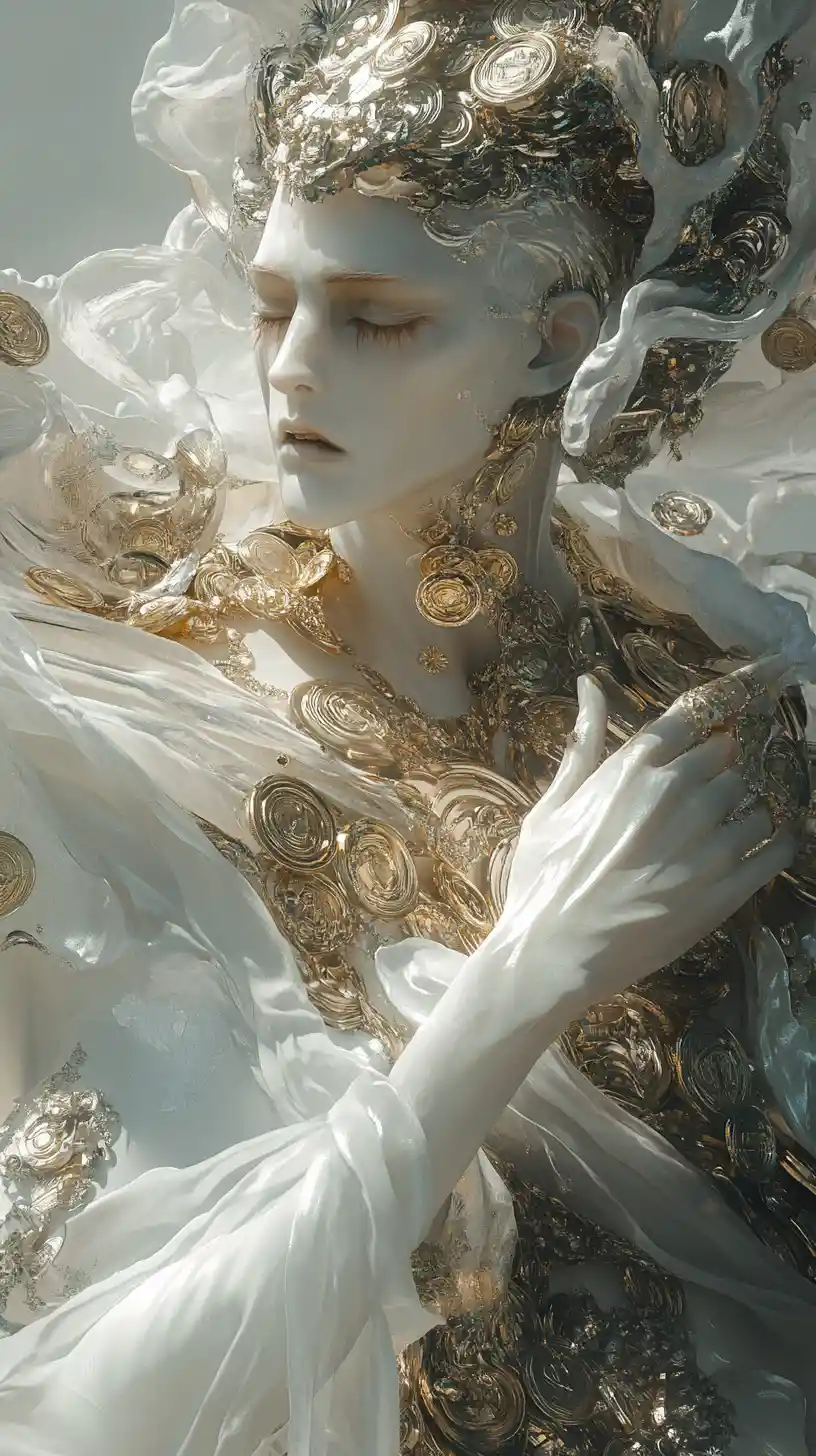 Colossal humanoid of gold coins devouring itself