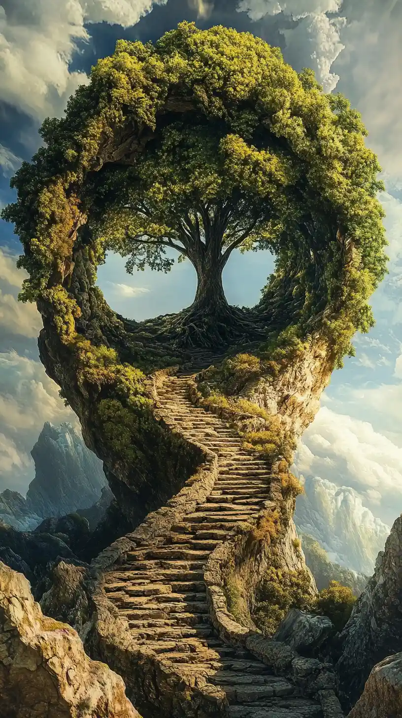 Illusion surréaliste d’une scène d’arbre de vie en transformation