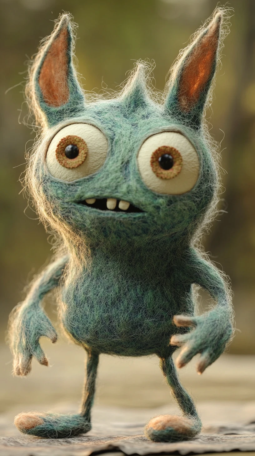 ふわふわ耳のかわいいフェルトモンスターキャラクター