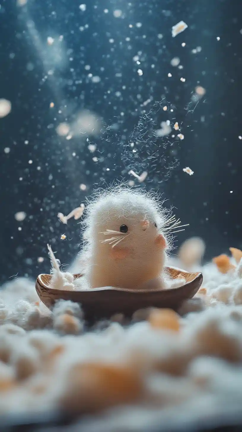 Handcrafted wool felt miniature food in soft macro view