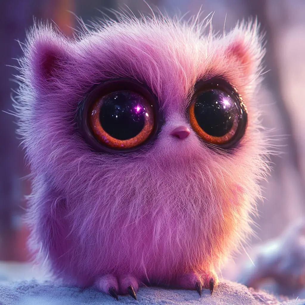 Adorable Fuzzy Creature With Big Expressive Eyes