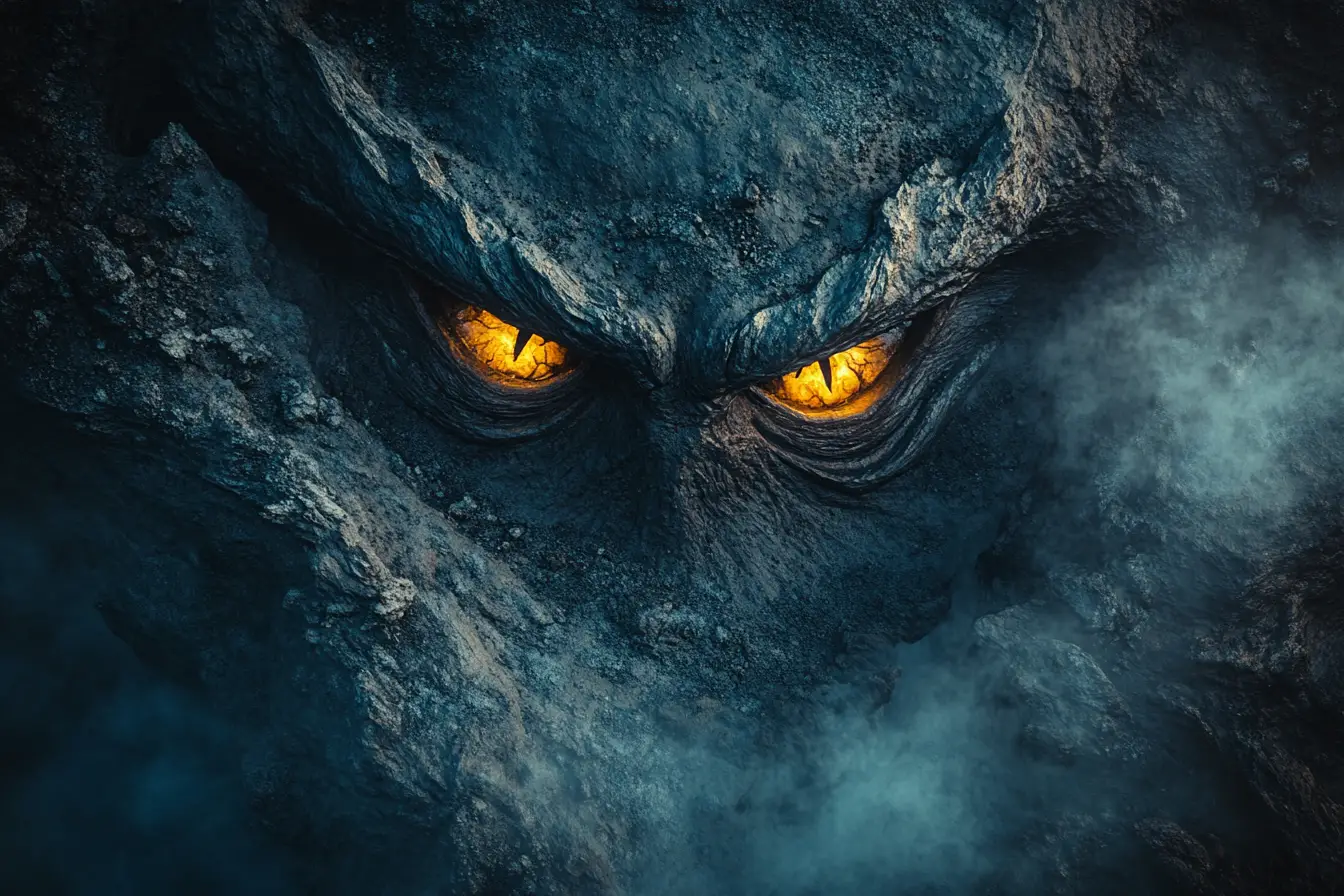 Aerial view of a colossal canyon hiding a monster