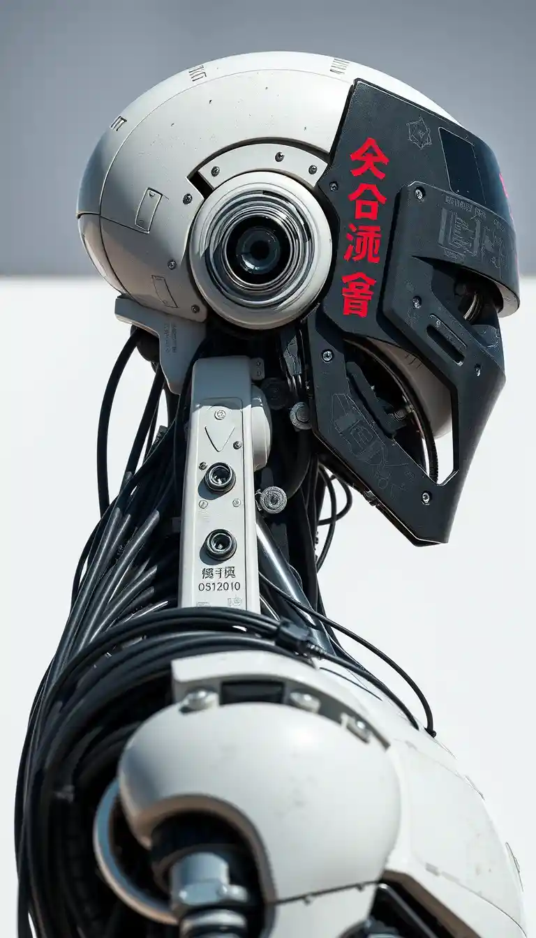 Futuristischer humanoider Roboter mit freiliegenden mechanischen Details