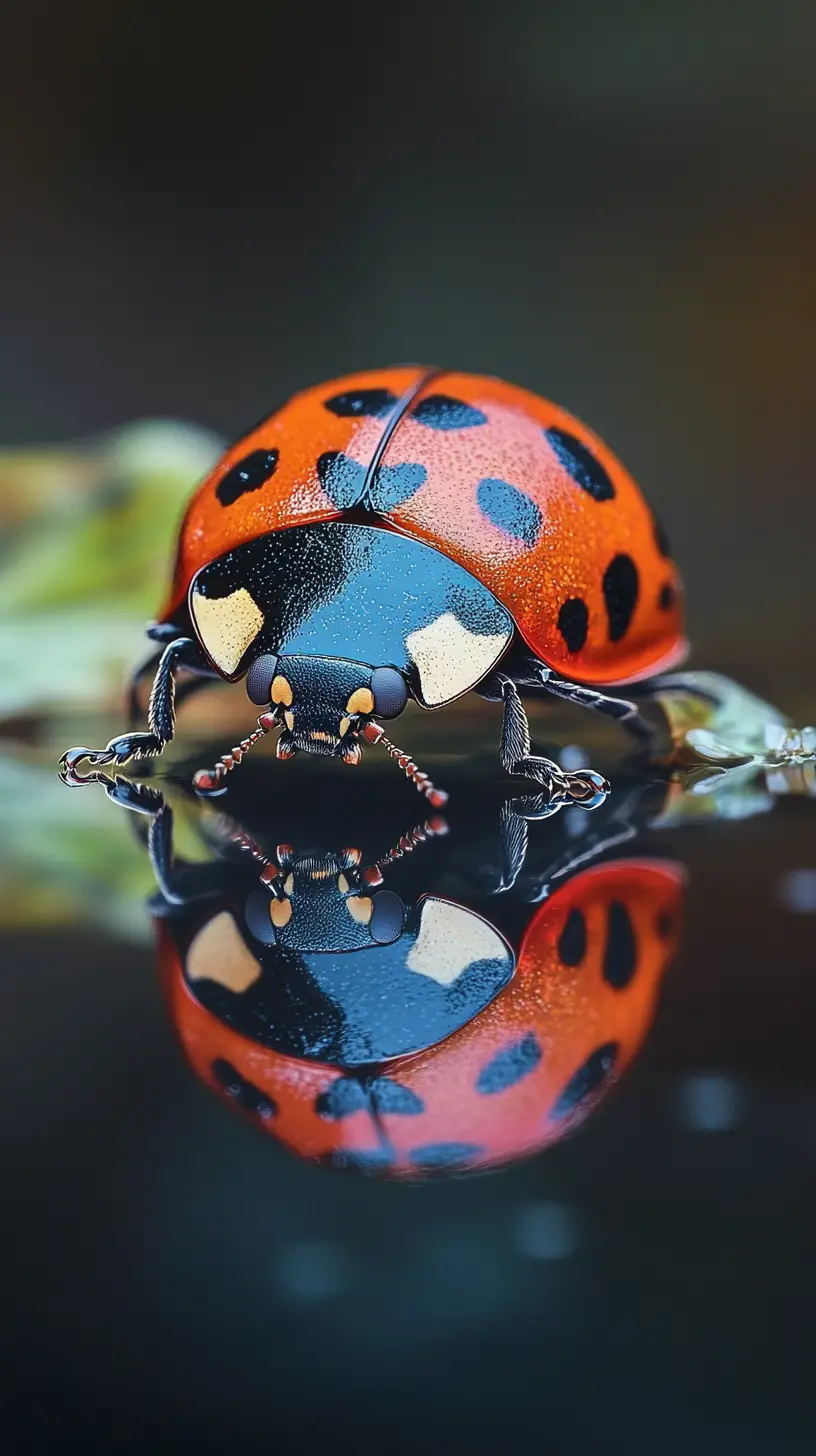 Surreal macro ladybug illusion with multiple merged images