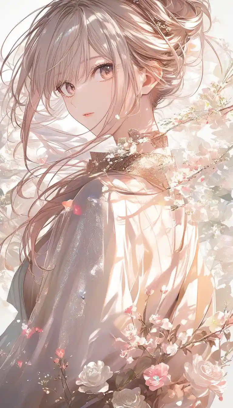 Elegant anime girl with intricate twin tail hairstyle