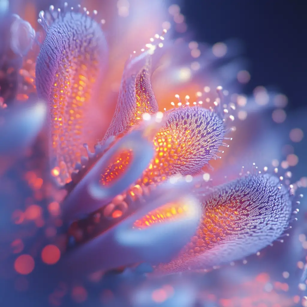 Close up of glowing abstract shape with dreamy background