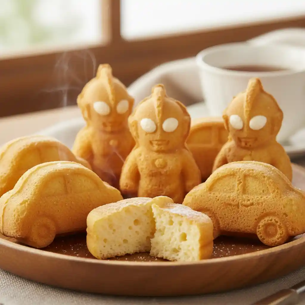 Golden brown car shaped pastry with soft fluffy texture