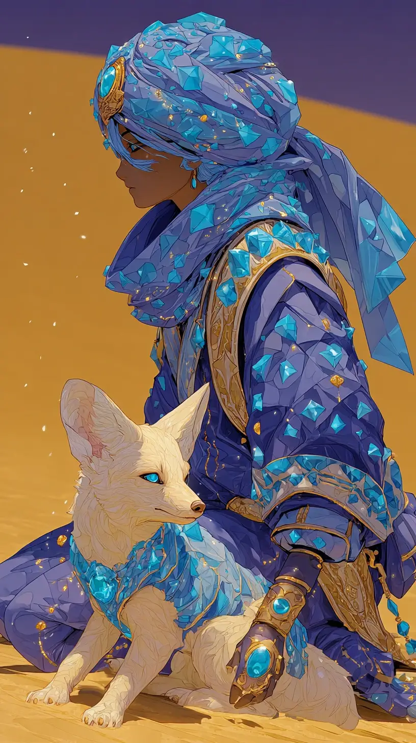 Desert warrior mystic woman with crystal sand armor