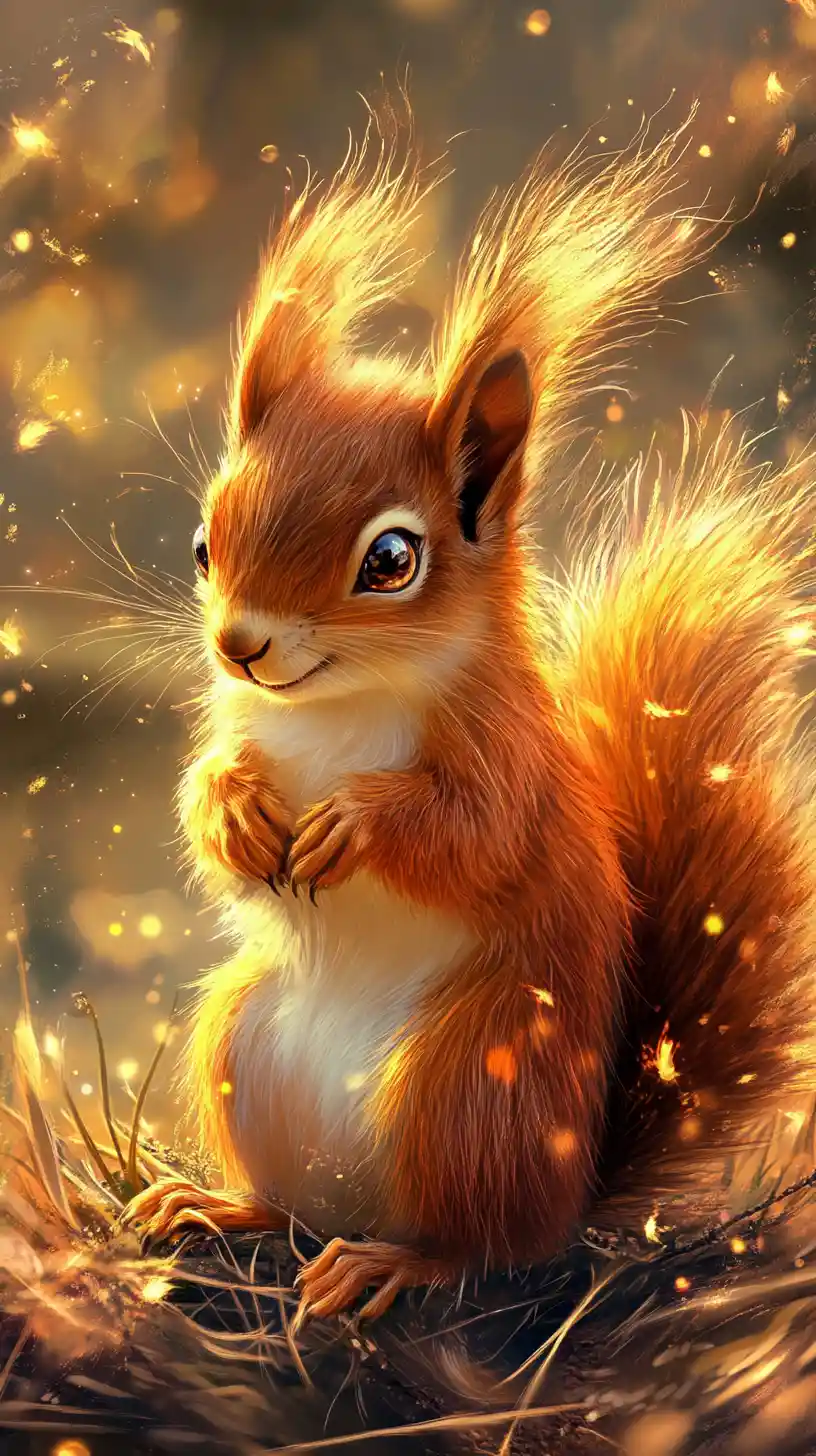 Joyful magical squirrel in a vivid digital painting